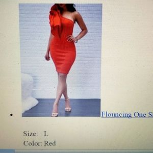 Women's candy apple red,  one-shouldered party dress, NWOT